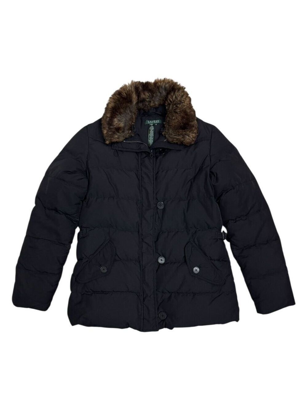 LAUREN RALPH LAUREN Down & Feather Faux Fur Winter Puffer Parka Coat Womens XS